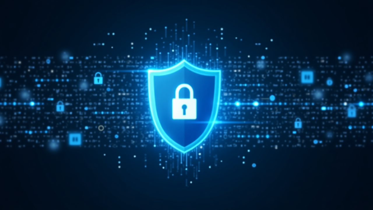 Rappresentazione visiva della sicurezza dei dati con scudo e dati protetti