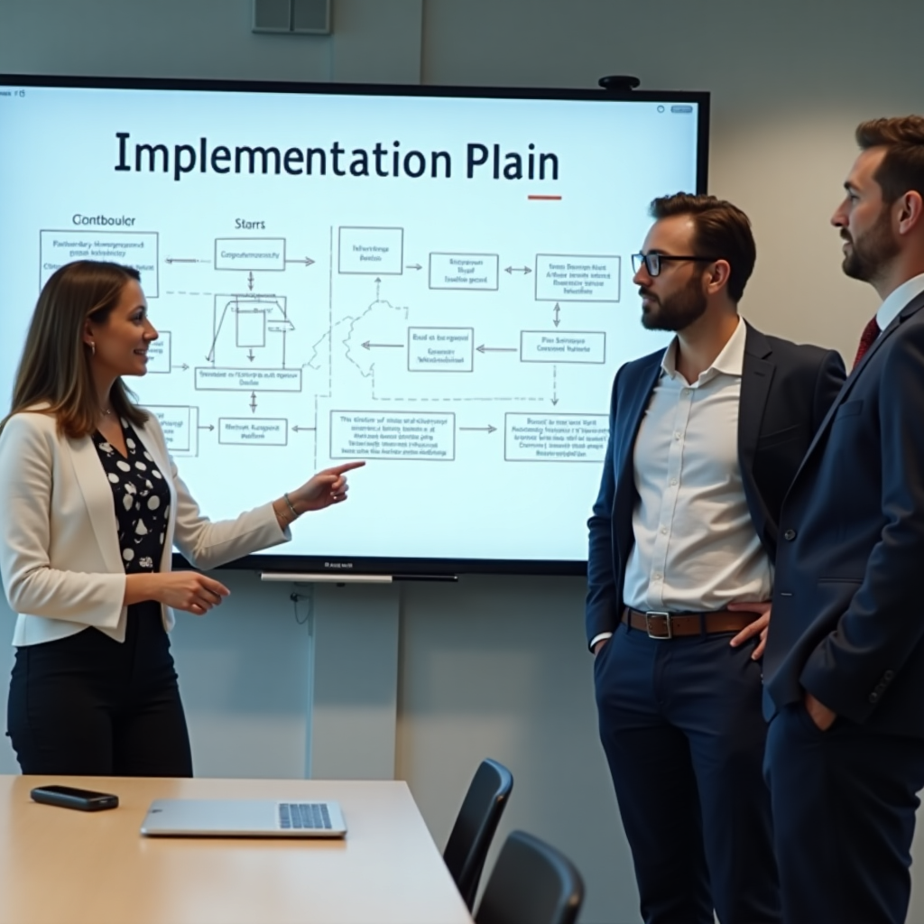 Team di consulenti che discute un progetto di implementazione